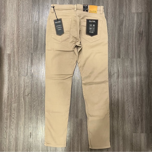 NEW DU/ER Men’s No Sweat N2X Slim Fit Pants - Desert Khaki 32x32 - Picture 2 of 7